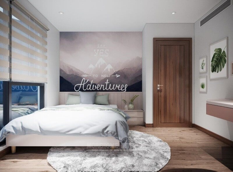 Thiết kế nội thất phòng ngủ chung cư hiện đại đầy ấn tượng với giường ngủ gỗ Acrylic sang trọng và tinh tế